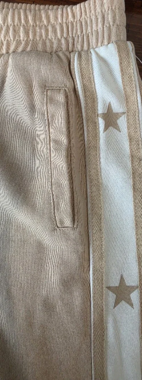 Tractr Big Girl's Khaki Beige Wide Leg Star Stripe Sweatpants Sz XL NWT